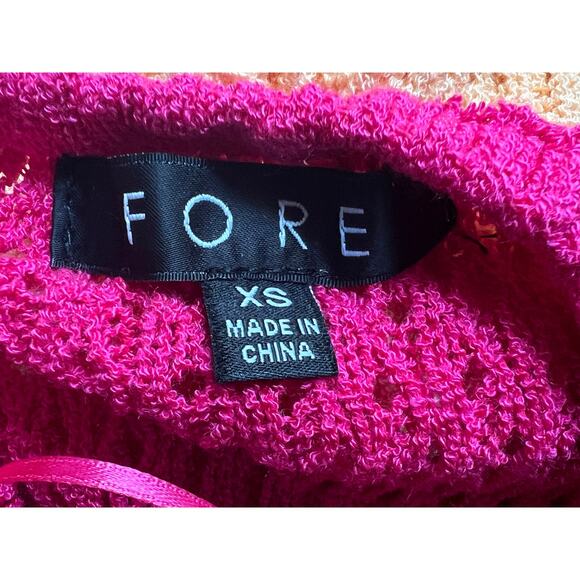 FORE COLLECTION WOMENS SIZE XSMALL OMBRE CROCHET MAXI DRESS PINK ORANGE NEW - Picture 4 of 12